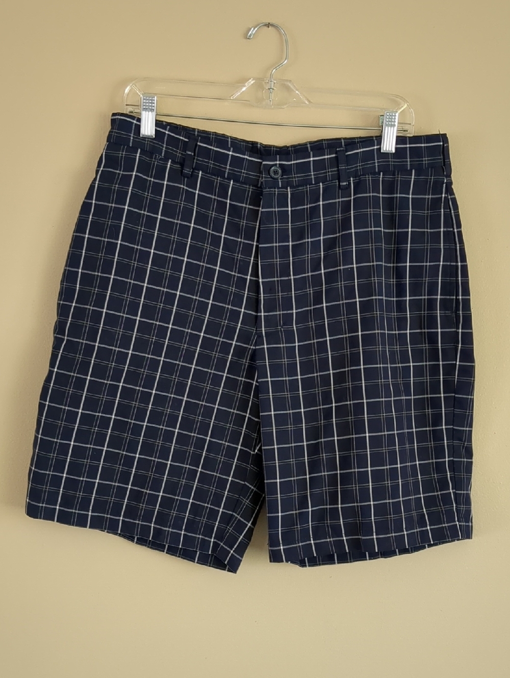 34 Pebble Beach Performance Navy Plaid Golf Shorts
